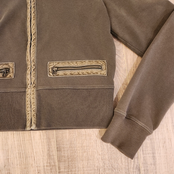 Ann Taylor LOFT Bomber Jacket, Army Green, Olive, Zip up Front, Women Medium - Picture 3 of 9